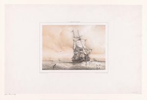 Two-Masted Ship at Sea by Frans Arnold Breuhaus de Groot