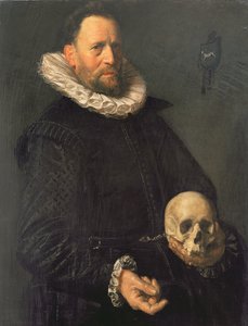 Portrait of a Man Holding a Skull