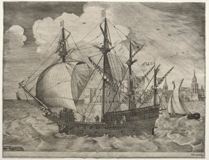 Sailing Vessels: Armed Four-Master Putting Out to Sea