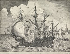 Four-Master Leaving the Harbor (Sailing Ships) by Frans Huys
