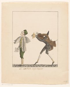 Man Trying to Read the Newspaper from the Back of a Newsboy by Frans Jan baron van Heeckeren