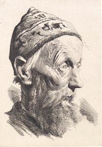 Old Man with White Woolen Cap by Frans Schwartz