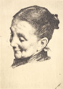 Head of an Elderly Woman with Downward Gaze, Facing Left by Frans Schwartz