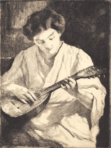 Lady Playing the Mandolin by Frans Schwartz