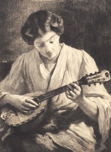 Lady Playing Mandolin by Frans Schwartz