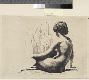 Nude Female Model Sitting on the Floor by Frans Schwartz