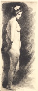 Standing Nude Female Model in Profile to the Right by Frans Schwartz