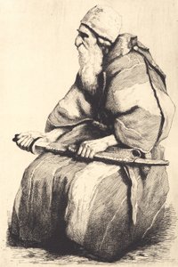 Study Figure: Old Bearded Man in Oriental Garb by Frans Schwartz