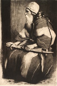 Study Figure: Old Bearded Man in Oriental Garb by Frans Schwartz
