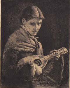 Young Girl with Mandolin by Frans Schwartz