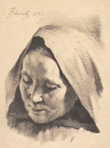 Elderly Woman with a Hood Over Her Head by Frans Schwartz
