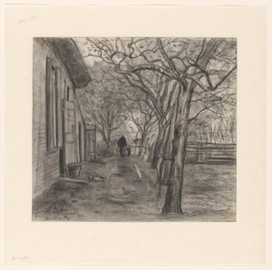 Farmyard with Trees, Woman, and Child by Frans Alexander Evert Lodewijk Smissaert