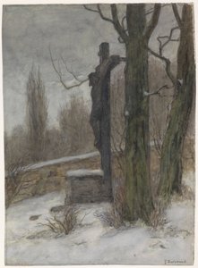 Crucifix in a Snowy Forest by Frans Alexander Evert Lodewijk Smissaert
