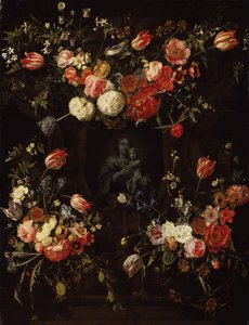 Madonna surrounded by flowers
