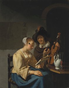 Woman with Sheet Music and a Man with a Violin