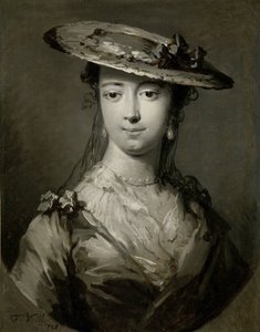Head of a Young Woman by Frans van der Mijn (signed by artist)