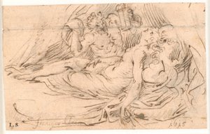 Sleeping Woman Spied on by Satyr with Lantern in Hand by Frantz Cleyn