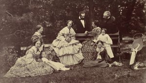 Group Portrait of Four Women, Two Men and Three Children in a Garden, 1850s-60s by Franz Antoine