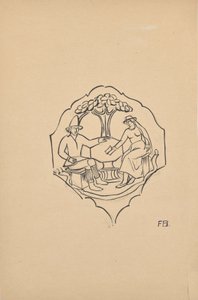 Peasant Couple (Filling of a Furniture Piece?) by Franz Barwig d. Ä.