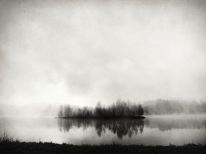 Misty Island Reflection by Franz Bogner