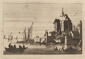 Church in an Inlet with Rowboat in the Foreground by Franz Edmund Weirotter