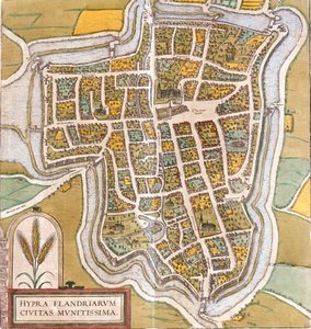 Plan of Ypres, Belgium by Franz Hogenberg