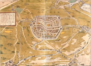 Plan of Leiden, Netherlands by Franz Hogenberg