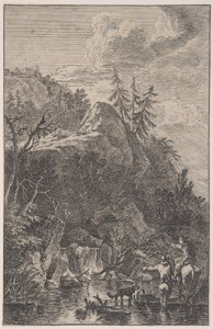 Plate 5: Female Figure on Horseback and a Male Figure with a Dog Standing in a Street by Franz Joachim Beich
