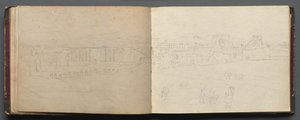 Album with Views of Rome and Surroundings, Landscape Studies, page 08b and 09a: Panoramic View of Rome