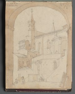 Album with Views of Rome and Surroundings, Landscape Studies, page 18a: Saint John Lateran, Rome by Franz Johann Heinrich Nadorp