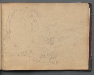 Album with Views of Rome and Surroundings, Landscape Studies, page 44a: Figures in a Landscape by Franz Johann Heinrich Nadorp