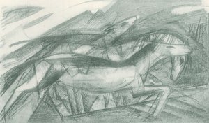 Hunting Horses in Abstract Shaped Landscape