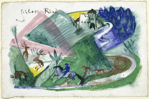 Schloss Ried (Postcard to Else Lasker-Schüler) by Franz Marc