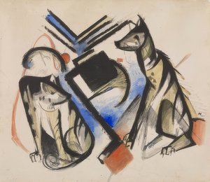 Two Wolves. 1913 by Franz Marc