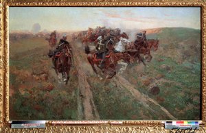Scene from the Battle of Kuryuk Dara in July 1854 by Franz Roubaud