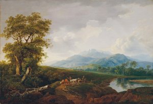Landscape with Snow Mountain by Franz Scheyerer