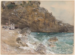The Beach at Marina Piccola, Capri by Franz Skarbina