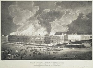 Fire in the Winter Palace on December 29, 1837 by Franz Wolf