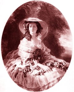 The Empress Eugenia (1826-1920) (Eugenia of Montijo) Wife of Napoleon III. Engraving by Auguste Adrien Jouanin (Jouannin) (1806-1887) by Franz Xaver Winterhalter (1805-1873) - 1930 by Franz Xaver (after) Winterhalter