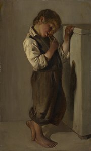 Peasant Boy Eating Bread in the Room by Franz von Lenbach