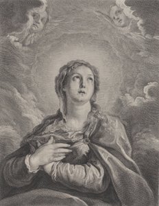 The Virgin, hands folded on her chest, looking upwards by Frédéric Horthemels