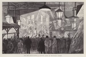 New installation of electric light at Smithfield Market, London by Fred T. Jane