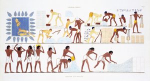 Brick-Making, from a Rare Record of Frescoes from Thebes, recorded 1819-1822 on his second visit to Egypt by Frederic Cailliaud by Frederic (after) Cailliaud
