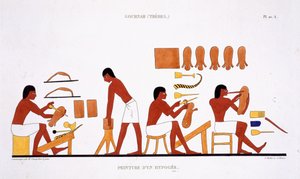 Leatherworkers from a Rare Record of Frescoes from Thebes, Recorded 1819-1822 on His Second Visit to Egypt by Frederic Cailliaud by Frederic (after) Cailliaud