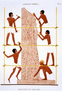 Stonemasons Making Colossal Statue of the Pharaoh, from a Rare Record of Frescoes from Thebes, Recorded 1819-1822 on His Second Visit to Egypt by Frederic (after) Cailliaud