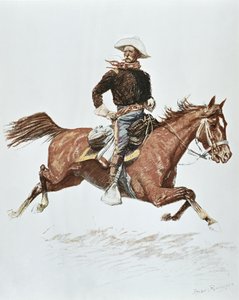 US Cavalry Officer in campaign dress of the 1870s by Frederic (after) Remington