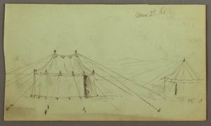 A Decorated Oblong Tent and a Circular Tent Fastened by Ropes, March 2, 1868 by Frederic Edwin Church