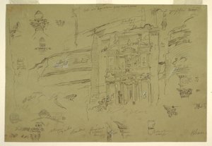 Architectural Details of El Khasneh, Petra, late February 1868
