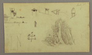Chimneys, Waterfalls, Figure, etc., July possibly 1868 by Frederic Edwin Church