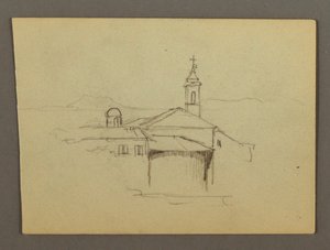 Church Tower Adjoining Buildings, Possibly 1868-69